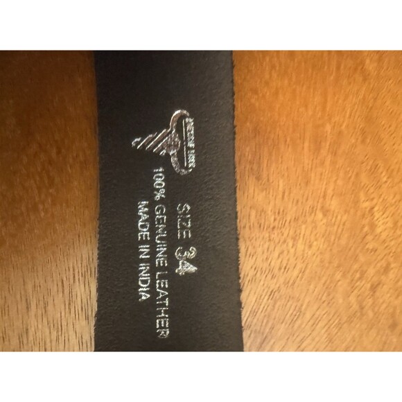 Genuine American Bison Black 100% Leather Belt Size 34- MADE IN India Unisex - Picture 4 of 7